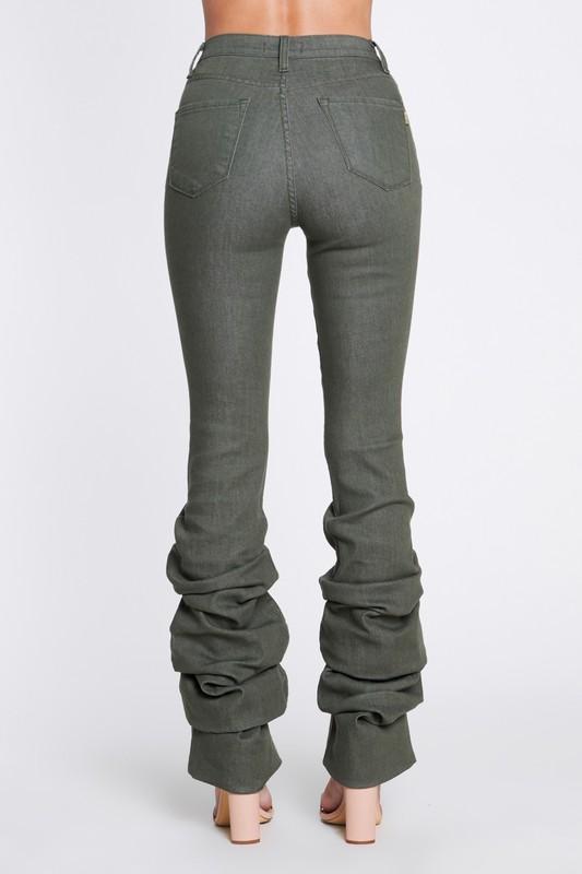 Jeans 1982byree Olive Scunched Flare Jeans