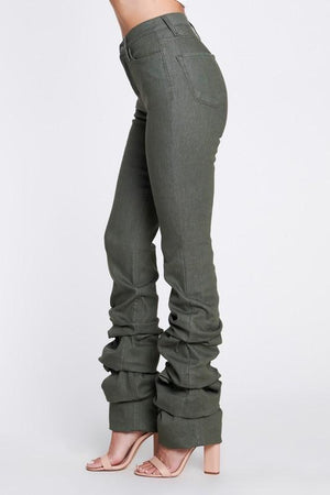 Jeans 1982byree Olive Scunched Flare Jeans
