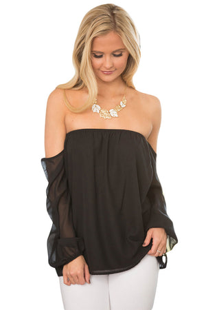 black-off shoulder-quarter sleeved top-long sleeved top-summer-spring-casual-comfortable-tops