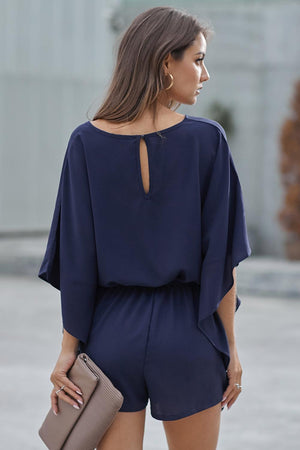 blue-kimono romper-romper-shorts-one piece-kimono sleeved-kimono-wide sleeves