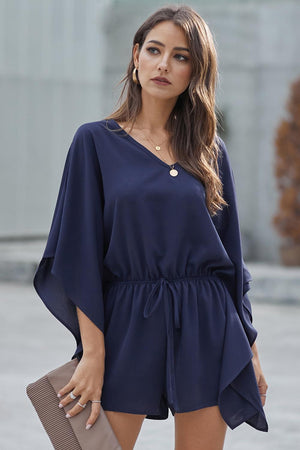 blue-kimono romper-romper-shorts-one piece-kimono sleeved-kimono-wide sleeves