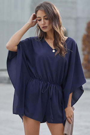 blue-kimono romper-romper-shorts-one piece-kimono sleeved-kimono-wide sleeves