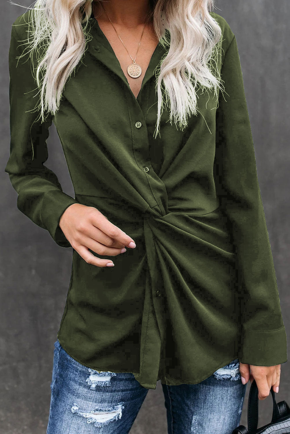 Tops 1982byree Twisted Button Down