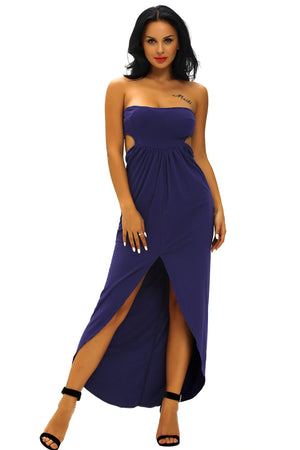 navy blue-blue-maxi-spring dress-summer-dress-cut outs-strapless