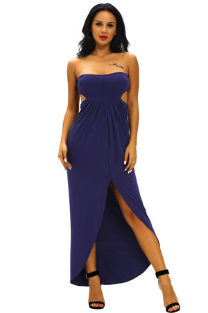 navy blue-blue-maxi-spring dress-summer-dress-cut outs-strapless