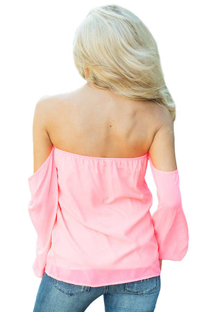 pink-off shoulder-quarter sleeved top-long sleeved top-summer-spring-casual-comfortable-tops